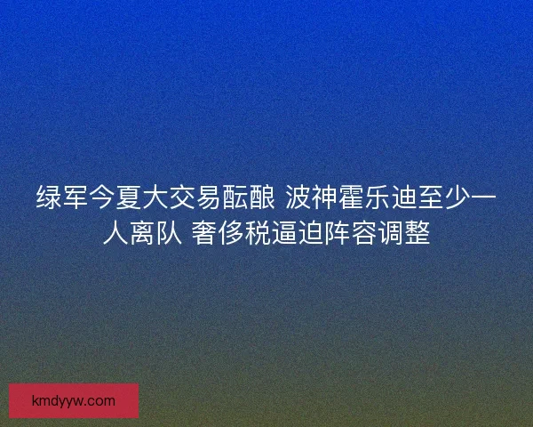 绿军今夏大交易酝酿 波神霍乐迪至少一人离队 奢侈税逼迫阵容调整